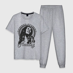 Пижама хлопковая мужская Bob Marley: Island, цвет: меланж