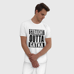 Пижама хлопковая мужская Straight Outta Gatka, цвет: белый — фото 2