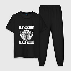 Пижама хлопковая мужская Hawkins Middle School цвета черный — фото 1