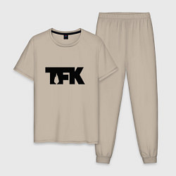 Пижама хлопковая мужская TFK: Black Logo, цвет: миндальный