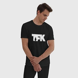 Пижама хлопковая мужская TFK: White Logo, цвет: черный — фото 2