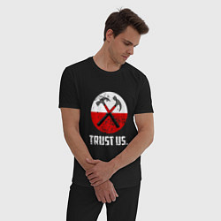 Пижама хлопковая мужская Trust us, цвет: черный — фото 2