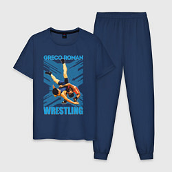 Пижама хлопковая мужская Greco-roman wrestling, цвет: тёмно-синий