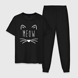 Пижама хлопковая мужская Meow, цвет: черный
