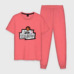 Пижама хлопковая мужская Basketball: I love this game, цвет: коралловый