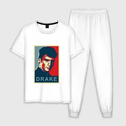 Пижама хлопковая мужская Drake, цвет: белый
