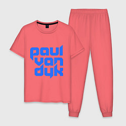 Пижама хлопковая мужская Paul van Dyk: Filled, цвет: коралловый