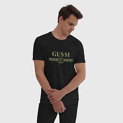 Пижама хлопковая мужская GUSSI Brand, цвет: черный — фото 2