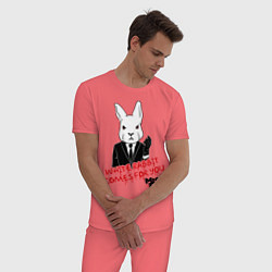 Пижама хлопковая мужская Misfits: White rabbit, цвет: коралловый — фото 2