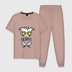 Пижама хлопковая мужская R6S DOKKAEBI, цвет: пыльно-розовый