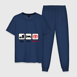 Пижама хлопковая мужская Еда, сон и Toyota, цвет: тёмно-синий