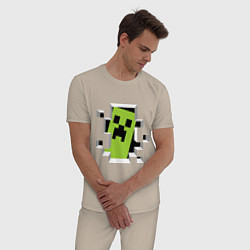 Пижама хлопковая мужская Crash Minecraft, цвет: миндальный — фото 2