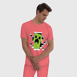 Пижама хлопковая мужская Crash Minecraft, цвет: коралловый — фото 2