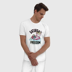 Пижама хлопковая мужская Saturday Freedom, цвет: белый — фото 2