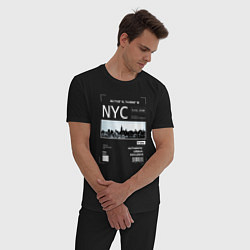 Пижама хлопковая мужская NYC Style цвета черный — фото 2