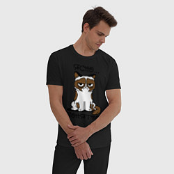 Пижама хлопковая мужская Ясно, понятно (грустный кот), цвет: черный — фото 2