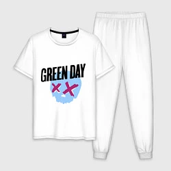 Пижама хлопковая мужская Green Day: Dead Skull, цвет: белый