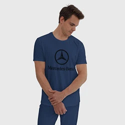 Пижама хлопковая мужская Logo Mercedes-Benz, цвет: тёмно-синий — фото 2