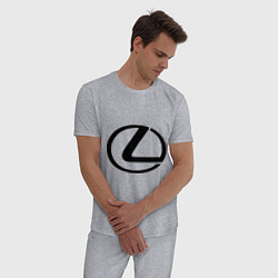 Пижама хлопковая мужская Logo lexus, цвет: меланж — фото 2