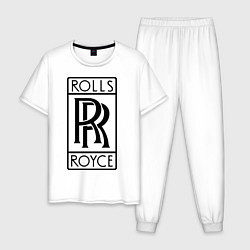 Пижама хлопковая мужская Rolls-Royce logo, цвет: белый