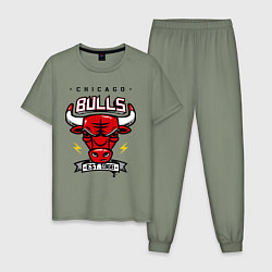 Пижама хлопковая мужская Chicago Bulls est. 1966, цвет: авокадо