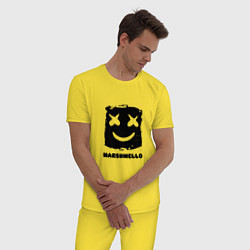 Пижама хлопковая мужская Marshmello: Cube, цвет: желтый — фото 2