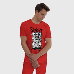 Пижама хлопковая мужская Slipknot Faces, цвет: красный — фото 2