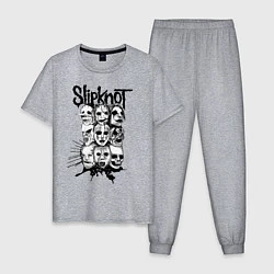 Пижама хлопковая мужская Slipknot Faces, цвет: меланж