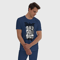 Пижама хлопковая мужская Slipknot Faces, цвет: тёмно-синий — фото 2