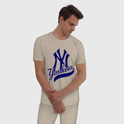 Пижама хлопковая мужская NY - Yankees, цвет: миндальный — фото 2
