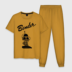 Пижама хлопковая мужская Bender monochrome, цвет: горчичный