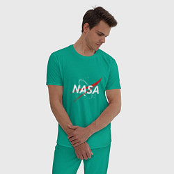 Пижама хлопковая мужская NASA: Space Arrow цвета зеленый — фото 2