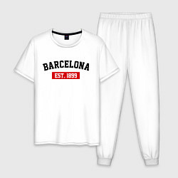 Пижама хлопковая мужская FC Barcelona Est. 1899, цвет: белый