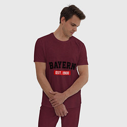 Пижама хлопковая мужская FC Bayern Est. 1900, цвет: меланж-бордовый — фото 2