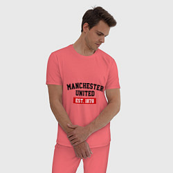 Пижама хлопковая мужская FC Manchester United Est. 1878, цвет: коралловый — фото 2