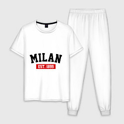 Пижама хлопковая мужская FC Milan Est. 1899, цвет: белый