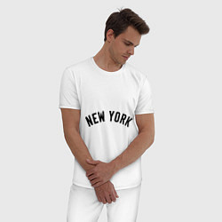 Пижама хлопковая мужская New York Logo, цвет: белый — фото 2