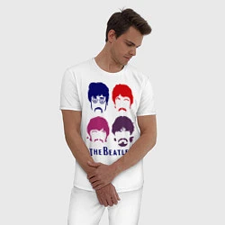 Пижама хлопковая мужская The Beatles faces, цвет: белый — фото 2