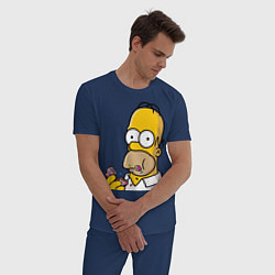 Пижама хлопковая мужская Гомер с Пончиком цвета тёмно-синий — фото 2