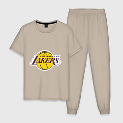 Пижама хлопковая мужская LA Lakers, цвет: миндальный
