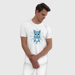 Пижама хлопковая мужская Happy Kitty, цвет: белый — фото 2