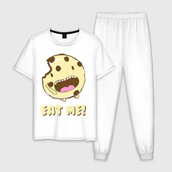 Пижама хлопковая мужская Cake: Eat me!, цвет: белый