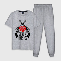 Пижама хлопковая мужская Guns n Roses: guns, цвет: меланж