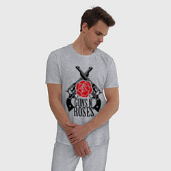 Пижама хлопковая мужская Guns n Roses: guns, цвет: меланж — фото 2