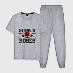 Пижама хлопковая мужская Guns n Roses: rock'n'roll, цвет: меланж
