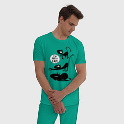 Пижама хлопковая мужская I'm not a CAT!, цвет: зеленый — фото 2