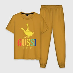 Пижама хлопковая мужская GUSSI Rainbow, цвет: горчичный