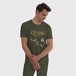 Пижама хлопковая мужская GUSSI Village Version, цвет: меланж-хаки — фото 2