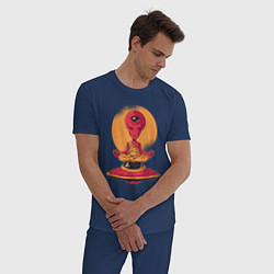 Пижама хлопковая мужская Медитация пришельца, цвет: тёмно-синий — фото 2