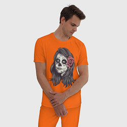 Пижама хлопковая мужская Mexican Girl, цвет: оранжевый — фото 2